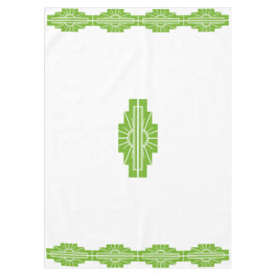 Art Deco Sunburst Pattern in White and Lime Tablecloth