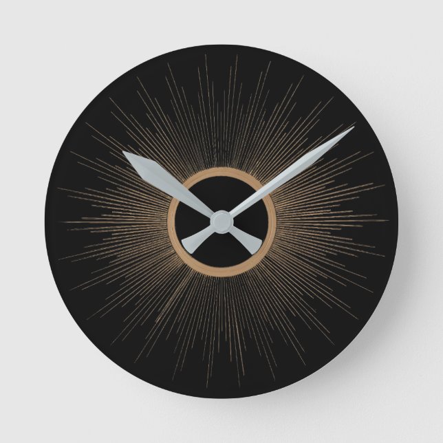 Art Deco Sunrays Round Clock (Front)
