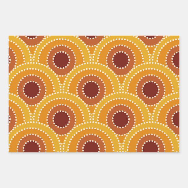 Art Deco Sunrise Retro pattern Wrapping Paper Sheets (Front)