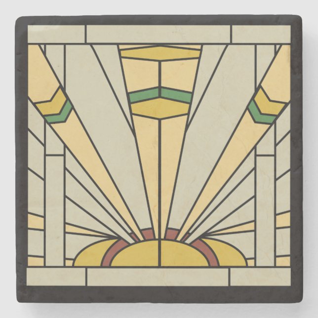 Art Deco Sunshine Stone Coaster (Front)
