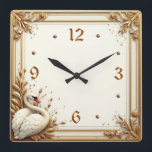 Art Deco Swan Square Wall Clock<br><div class="desc">Great clock design. You will love it like others. Be free to use this design for other product you like or to customize and add your text. Follow me for more. Thank you. Have a nice day.</div>