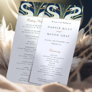 Art Deco Swan Wedding Ceremony Program