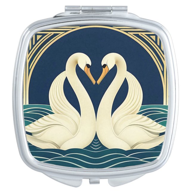Art Deco Swans  Compact Mirror (Front)