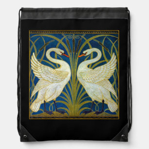 Art Deco Swans Drawstring Bag
