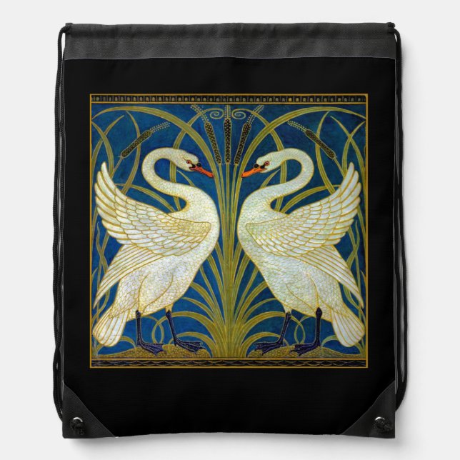 Art Deco Swans Drawstring Bag (Front)