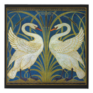 Art Deco Swans Faux Canvas Print