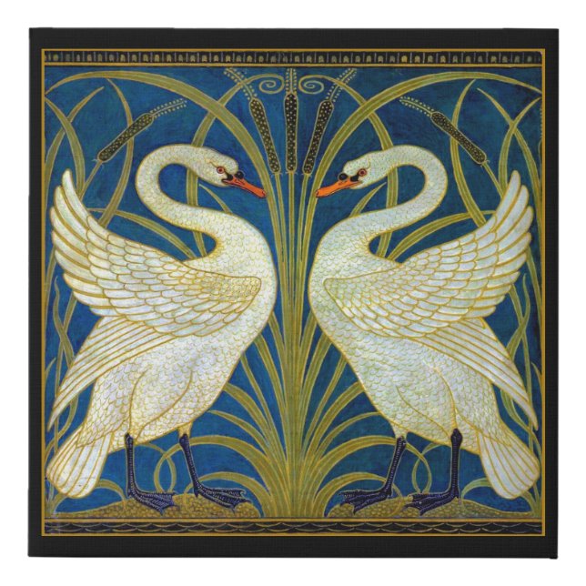 Art Deco Swans Faux Canvas Print (Front)