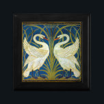 Art Deco Swans Gift Box<br><div class="desc">Pair of art deco swans in the reeds and water.</div>