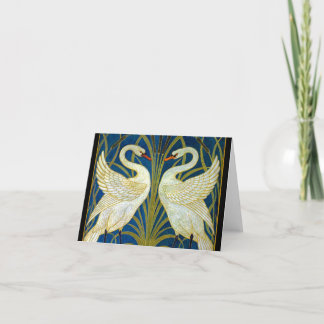 Art Deco Swans Letterpress Thank You Card