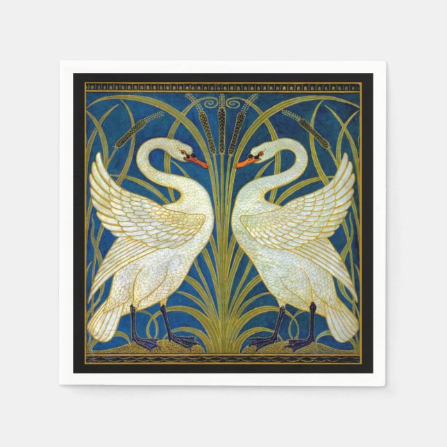 Art Deco Swans Mouse Pad Napkins (Front)