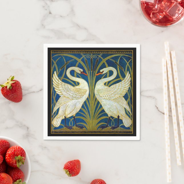 Art Deco Swans Napkins (Insitu)