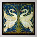 Art Deco Swans Poster<br><div class="desc">Pair of art deco swans in the reeds and water.</div>