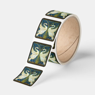 Art Deco Swans Square Sticker