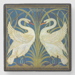 Art Deco Swans Stone Coaster