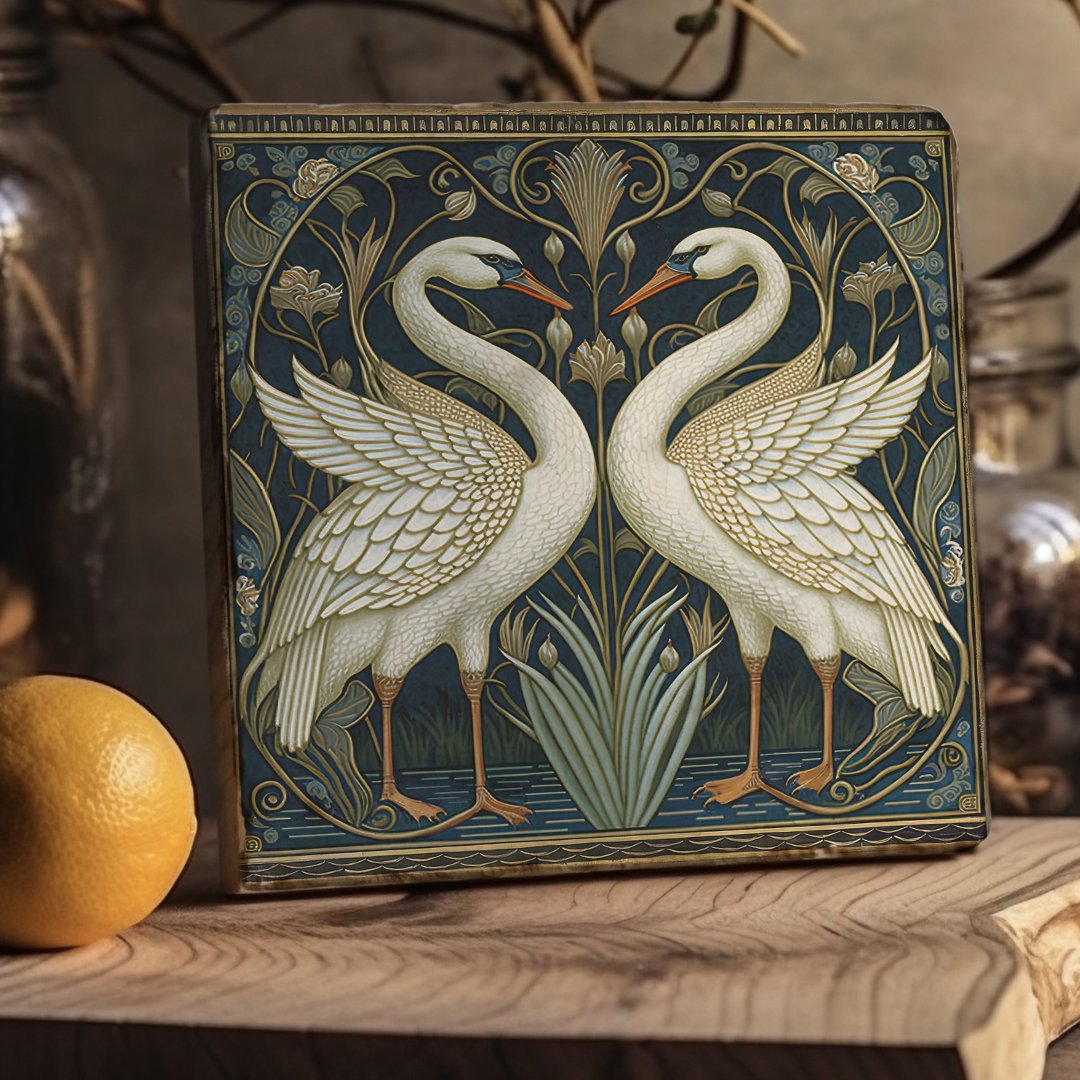 Art Deco Swans Wall Decor Art Nouveau Swan Trivet (Creator Uploaded)