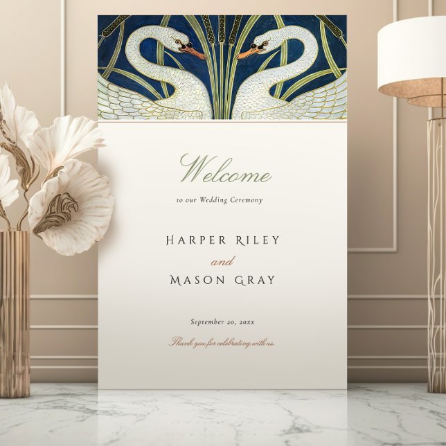 Art Deco Swans Wedding Welcome Sign (Creator Uploaded)