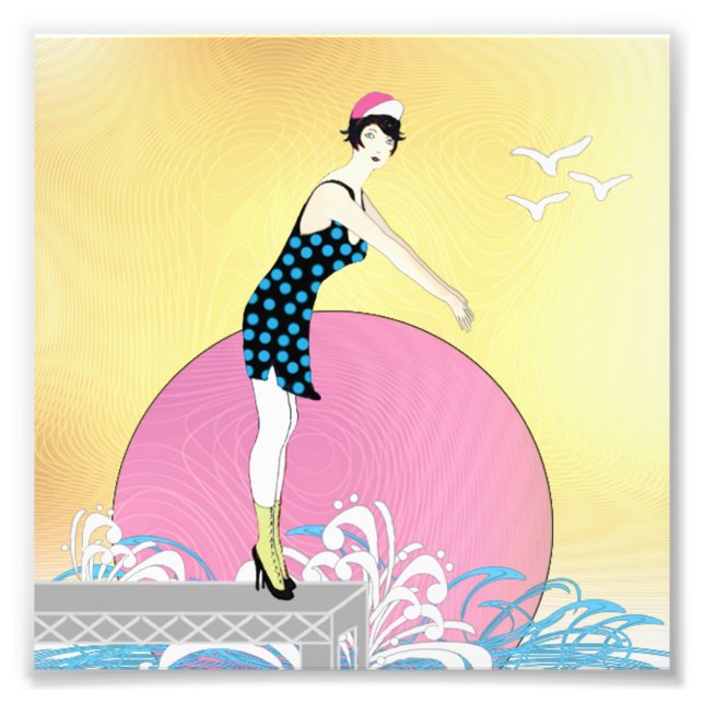 Art Deco Sweet Swimmer Lady Photo Print (Front)