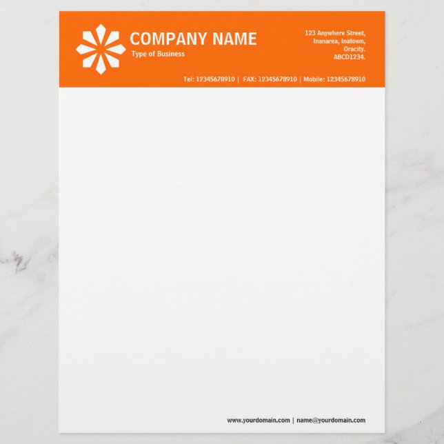Art Deco Symbol 2in Color Header - Orange Letterhead (Front)