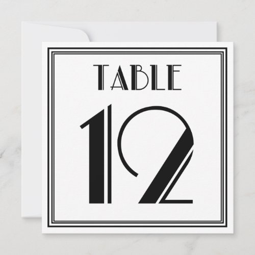 Art Deco Table Number 12 Personalized Invite