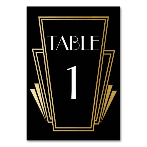 Art Deco Table Number 20s Gold Black Wedding