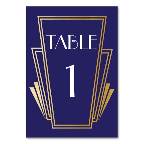 Art Deco Table Number 20s Gold Navy Wedding