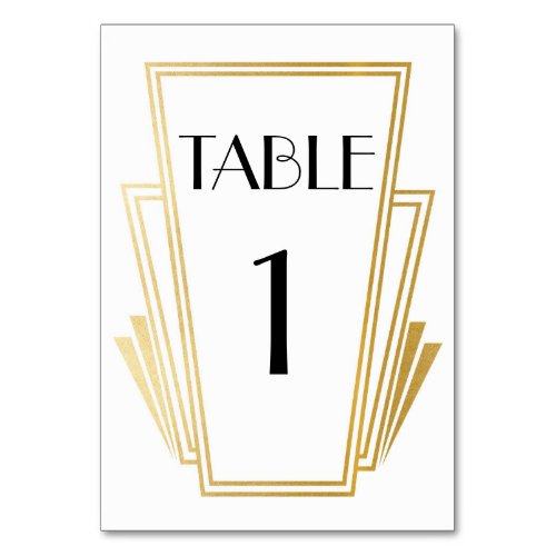 Art Deco Table Number 20s Gold White Wedding