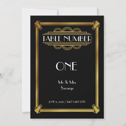 Art Deco Table wedding numbers Invitation