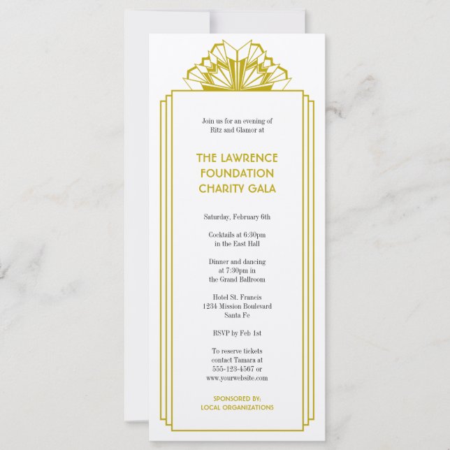 Art Deco tan stacked frame glamor formal event Invitation (Front)