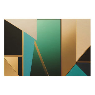 Art Deco Teal and Gold Geometric Abstract