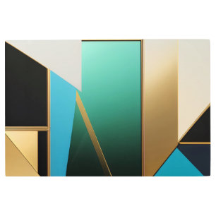 Art Deco Teal and Gold Geometric Abstract