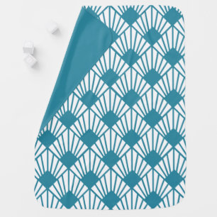 Art Deco Teal Fans Baby Blanket