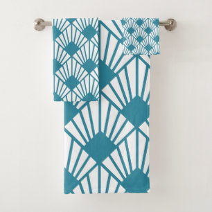 Art Deco Teal Fans  Bath Towel Set