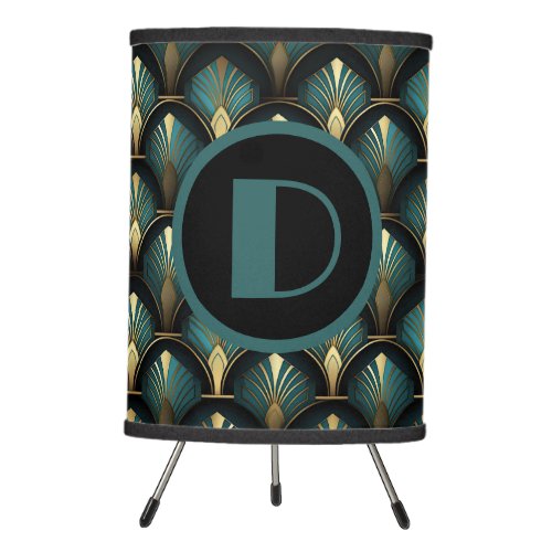 Art Deco Teal Gold and Black Lamp