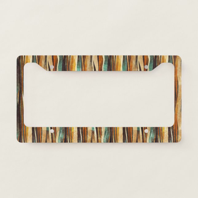 Art Deco Teal & Gold Geometric Pattern (12) License Plate Frame (Front)