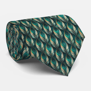 Art Deco Teal & Gold Geometric Pattern (7) Neck Tie