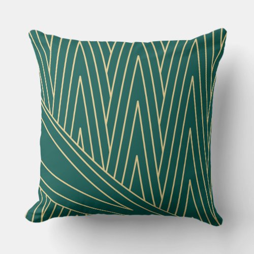 Art Deco TealGreen and Gold   Throw Pillow