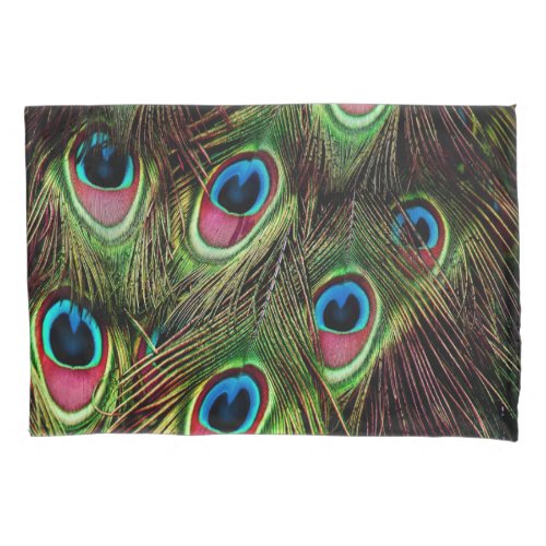 art deco teal green turquoise peacock feather pillow case