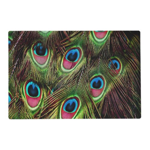 art deco teal green turquoise peacock feather placemat