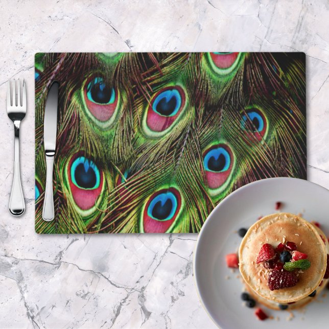 art deco teal green turquoise peacock feather placemat (art deco teal green turquoise peacock feather placemat)