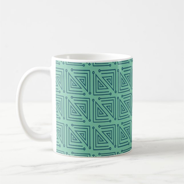 Art Deco Teal Mazes Coffee Mug (Left)