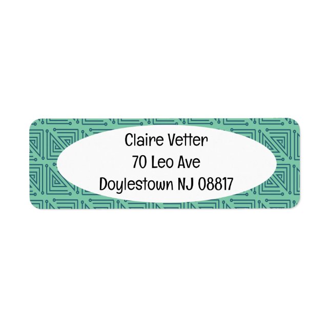Art Deco Teal Mazes Label (Front)