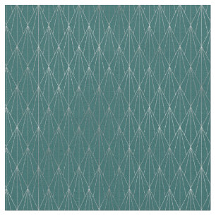 Art Deco Teal Silver Diamond Fan Fabric