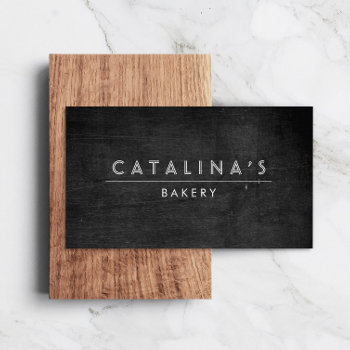 Art Deco Text On Black Wood Business Card by 1201am at Zazzle