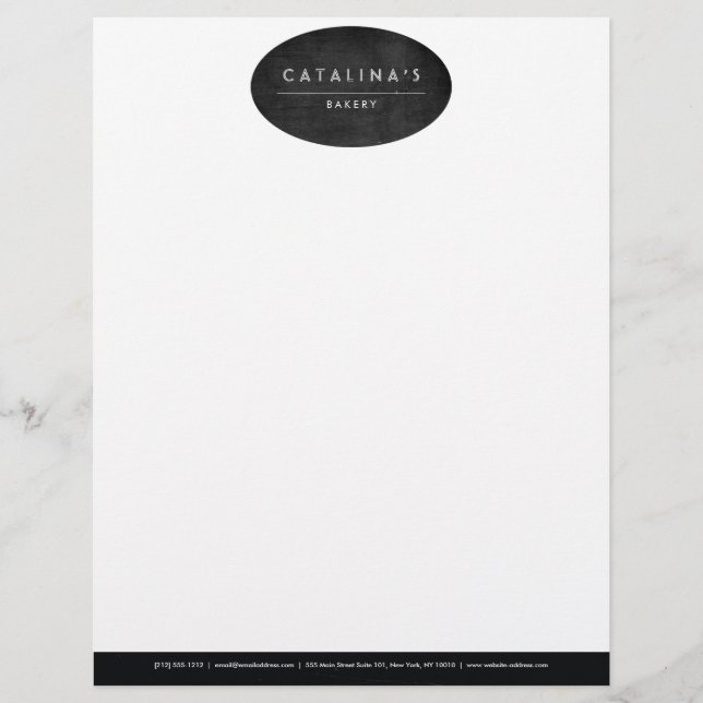 Art Deco Text on Black Wood Oval Logo Letterhead (Front)
