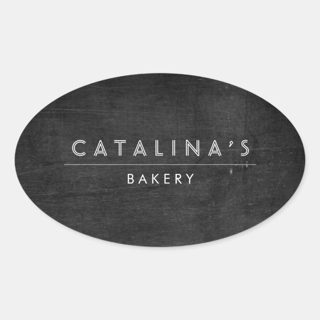 Art Deco Text on Black Wood Oval Sticker (Front)