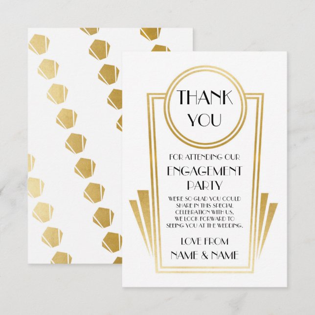 Art Deco Thank You 20s Engagement Wedding Cards (Front/Back)