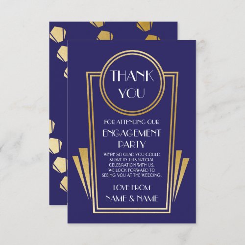 Art Deco Thank You 20s Engagement Wedding Cards