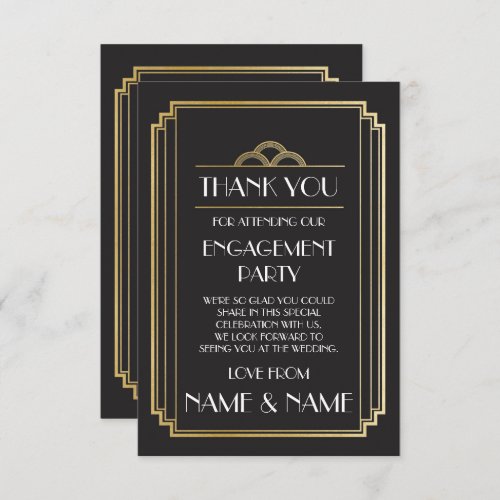 Art Deco Thank You Engagement Wedding Cards