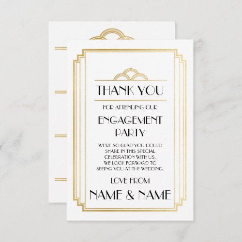 Art Deco Thank You Engagement Wedding Cards