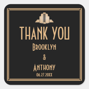 Art Deco Thank You Great Gatsby Wedding Stickers